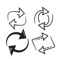 Hand drawn doodle arrow symbol for double reverse arrow, replace icon, exchange isolated