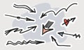 Hand-drawn doodle arrows vector set. Royalty Free Stock Photo