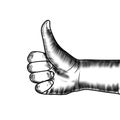 Hand-Drawn Doodle Art of a Thumbs-Up Hand Sketch Royalty Free Stock Photo