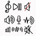 hand drawn doodle audio related icon illustration Royalty Free Stock Photo