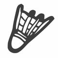 Hand drawn doodle badminton shuttlecock. Vector sport clipart. Outline