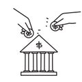 hand drawn doodle bank deposit illustration vector
