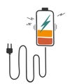 hand drawn doodle battery charging illustration icon isolated