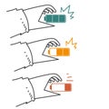 hand drawn doodle Battery level indicator illustration