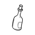 Hand drawn doodle bottle icon. Black sketch. Sign symbol. Decoration element. Isolated on white background. Flat design. Vector i Royalty Free Stock Photo