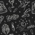 Hand drawn doodle bowling seamless pattern Royalty Free Stock Photo