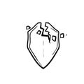 Hand drawn doodle broken shield illustration vector