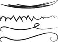Hand drawn doodle brush lines. Vintage hand drawn underline border elements, pencil sketch stroke decoration. Vector illustrations Royalty Free Stock Photo