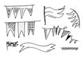 Hand drawn doodle bunting flags set. Vector sketch Royalty Free Stock Photo