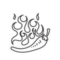hand drawn doodle burning chili pepper illustration