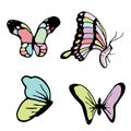 Hand drawn doodle butterfly set.Perfect for invitation