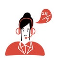 hand drawn doodle call center 24 hours illustration Royalty Free Stock Photo