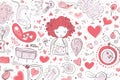 Hand drawn doodle can use for valentine background