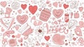 Hand drawn doodle can use for valentine background