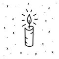 Hand drawn doodle candle. Christmas element