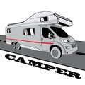 Hand drawn Doodle cars Recreational Vehicles Camper Vans Caravan