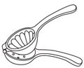 Hand-drawn doodle cartoon style vector image. Citrus fruit squeezer juicer bar accessory. For bar menu, bartender