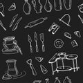 Hand drawn doodle ceramic classes seamless pattern Royalty Free Stock Photo