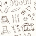 Hand drawn doodle ceramic classes seamless pattern Royalty Free Stock Photo