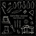 Hand drawn doodle ceramic classes set. Royalty Free Stock Photo
