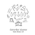 Hand drawn doodle ceramic classes set. Royalty Free Stock Photo