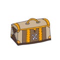 Hand drawn doodle Chest icon. Vector illustration Cartoon piracy concept.