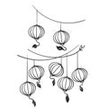 Hand drawn doodle chinese lantern illustration