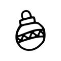 Hand drawn doodle Christmas toy ball. Symbol of Happy New Year, Xmas holiday celebration, winter. Royalty Free Stock Photo