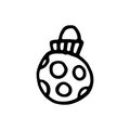 Hand drawn doodle Christmas toy ball. Symbol of Happy New Year, Xmas holiday celebration, winter. Royalty Free Stock Photo