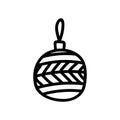 Hand drawn doodle Christmas toy ball. Symbol of Happy New Year, Xmas holiday celebration, winter. Royalty Free Stock Photo