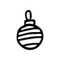 Hand drawn doodle Christmas toy ball. Symbol of Happy New Year, Xmas holiday celebration, winter. Royalty Free Stock Photo