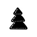 Hand drawn doodle Christmas tree. New year element Royalty Free Stock Photo