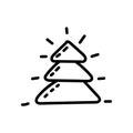 Hand drawn doodle Christmas tree. New year element Royalty Free Stock Photo