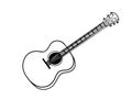 Hand drawn doodle of classical guitar. Musical instrument. Sketch of acoustic guitar or ukulele. Vector illustration Royalty Free Stock Photo