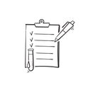 Hand drawn doodle clinical analysis result icon illustration isolated background