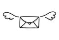 Hand drawn doodle of closed envelope vector illustration.