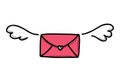 Hand drawn doodle of closed envelope vector illustration