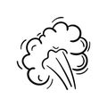 Hand drawn doodle a cloud of smoke icon. Black sketch. Sign symbol. Decoration element. Isolated on white background. Flat design Royalty Free Stock Photo