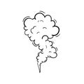 Hand drawn doodle a cloud of smoke icon. Black sketch. Sign symbol. Decoration element. Isolated on white background. Flat design Royalty Free Stock Photo