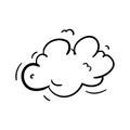 Hand drawn doodle a cloud of smoke icon. Black sketch. Sign symbol. Decoration element. Isolated on white background. Flat design Royalty Free Stock Photo