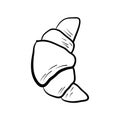 Hand drawn doodle croissant icon badge bakery icon