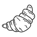 Hand drawn doodle croissant icon. Outline vector illustration of pastry, bakery product, snack