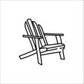 Hand drawn doodle Deck chair Line icon. Simple outdoor black outine element