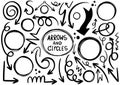 00003 hand drawn doodle design circles elements. Hand drawn arrows Royalty Free Stock Photo