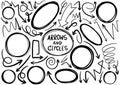 Hand drawn doodle design circles elements. Hand drawn arrows Royalty Free Stock Photo