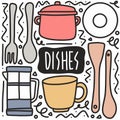 hand drawn doodle dishes Royalty Free Stock Photo