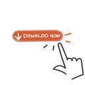 hand drawn doodle download now button cursor illustration