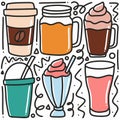 hand-drawn doodle drinks art design element illustration Royalty Free Stock Photo
