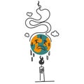 hand drawn doodle the earth burned with fire illustration Royalty Free Stock Photo