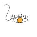 Hand drawn doodle eye illustration icon with continuous line style vector Royalty Free Stock Photo